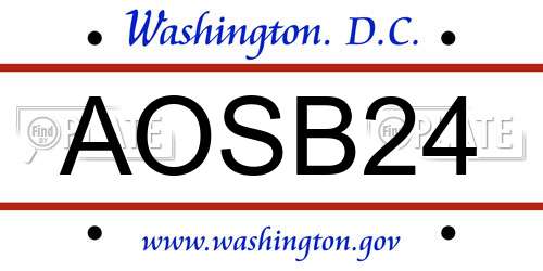 AOSB24 District Of Columbia License Plate