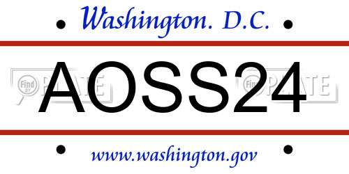 AOSS24 District Of Columbia License Plate