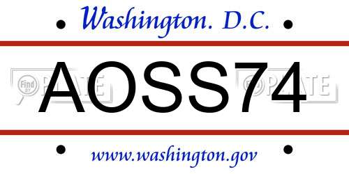 AOSS74 District Of Columbia License Plate