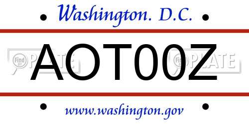 AOT00Z District Of Columbia License Plate
