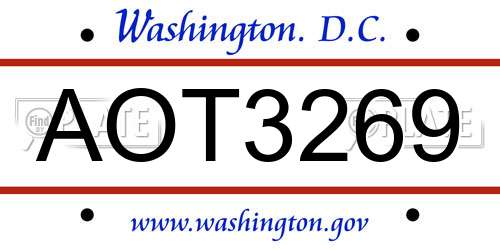 AOT3269 District Of Columbia License Plate
