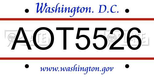 AOT5526 District Of Columbia License Plate