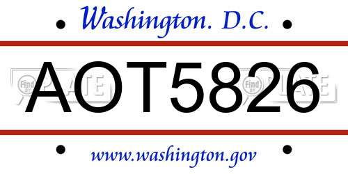 AOT5826 District Of Columbia License Plate