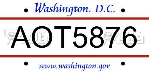 AOT5876 District Of Columbia License Plate