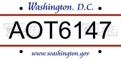 AOT6147 District Of Columbia License Plate