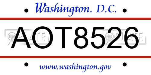 AOT8526 District Of Columbia License Plate