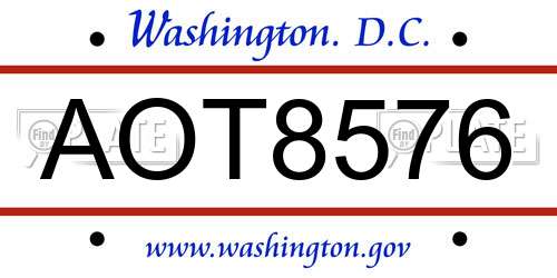AOT8576 District Of Columbia License Plate