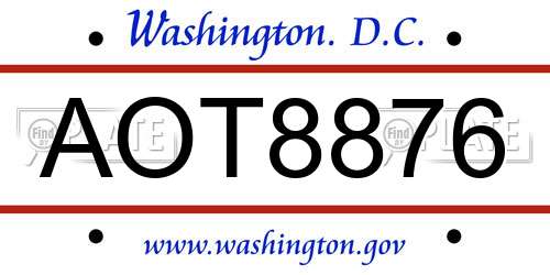 AOT8876 District Of Columbia License Plate