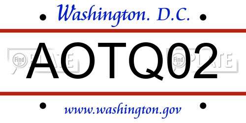AOTQ02 District Of Columbia License Plate