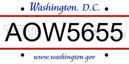 AOW5655 District Of Columbia License Plate