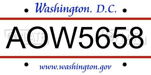 AOW5658 District Of Columbia License Plate