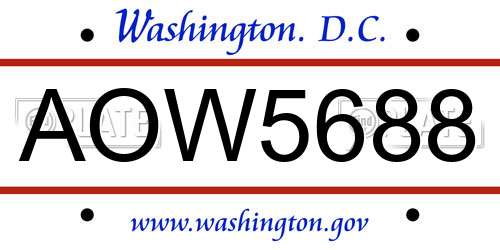 AOW5688 District Of Columbia License Plate