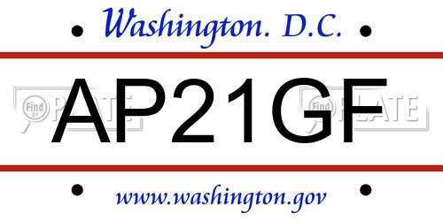 AP21GF District Of Columbia License Plate