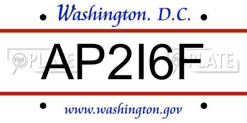 AP2I6F District Of Columbia License Plate