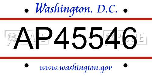 AP45546 District Of Columbia License Plate