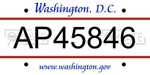 AP45846 District Of Columbia License Plate