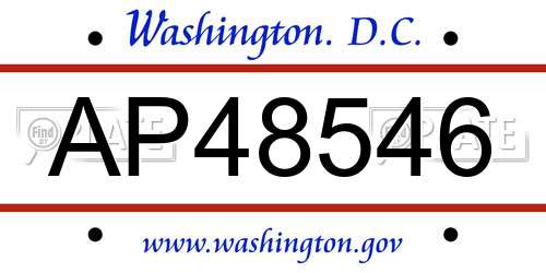 AP48546 District Of Columbia License Plate