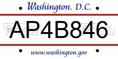 AP4B846 District Of Columbia License Plate