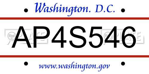 AP4S546 District Of Columbia License Plate