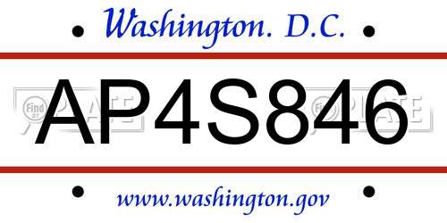 AP4S846 District Of Columbia License Plate