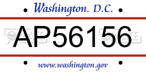 AP56156 District Of Columbia License Plate