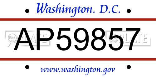 AP59857 District Of Columbia License Plate