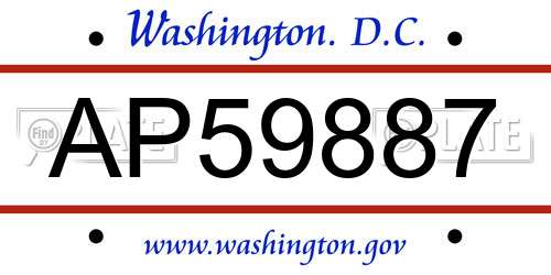AP59887 District Of Columbia License Plate