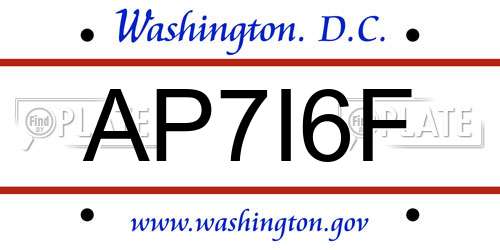 AP7I6F District Of Columbia License Plate
