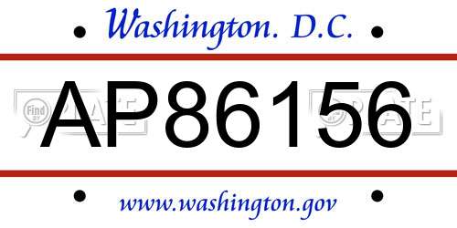 AP86156 District Of Columbia License Plate