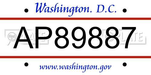 AP89887 District Of Columbia License Plate