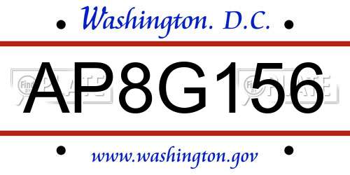 AP8G156 District Of Columbia License Plate
