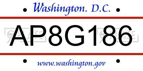 AP8G186 District Of Columbia License Plate
