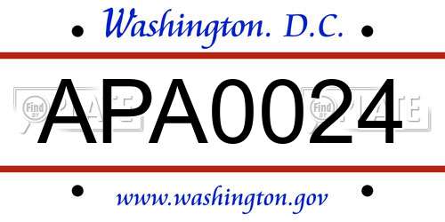 APA0024 District Of Columbia License Plate