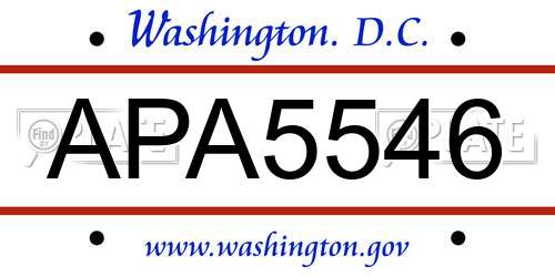 APA5546 District Of Columbia License Plate