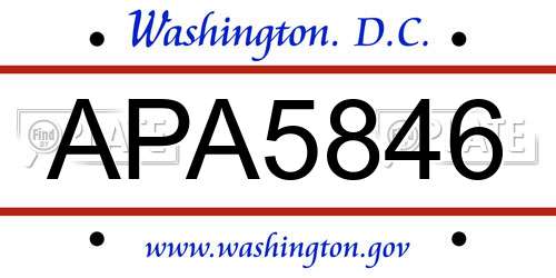 APA5846 District Of Columbia License Plate