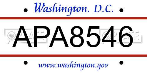 APA8546 District Of Columbia License Plate