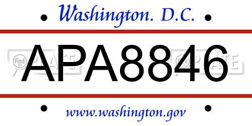 APA8846 District Of Columbia License Plate