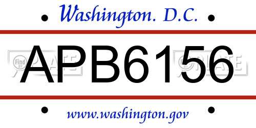APB6156 District Of Columbia License Plate