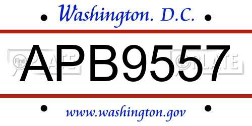 APB9557 District Of Columbia License Plate