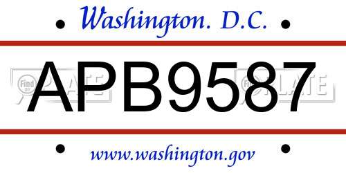 APB9587 District Of Columbia License Plate