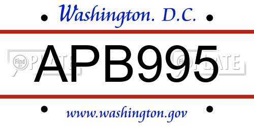 APB995 District Of Columbia License Plate