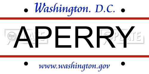 APERRY District Of Columbia License Plate