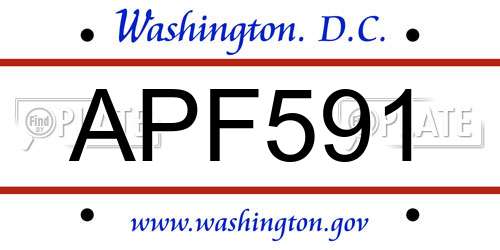 APF591 District Of Columbia License Plate