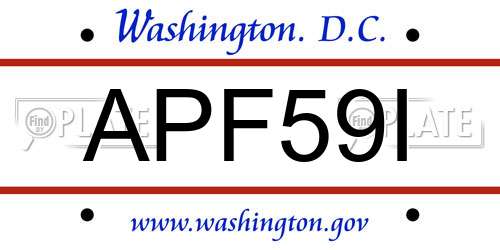 APF59I District Of Columbia License Plate