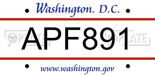 APF891 District Of Columbia License Plate