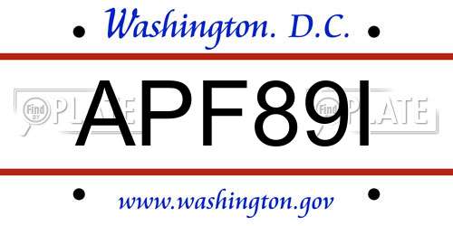 APF89I District Of Columbia License Plate