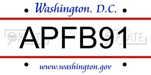 APFB91 District Of Columbia License Plate