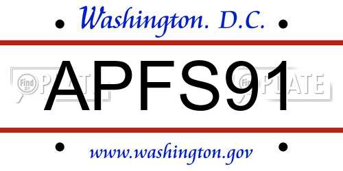 APFS91 District Of Columbia License Plate