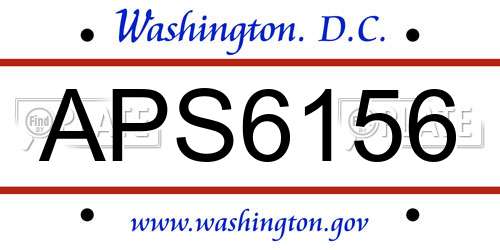 APS6156 District Of Columbia License Plate