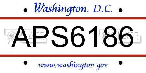 APS6186 District Of Columbia License Plate